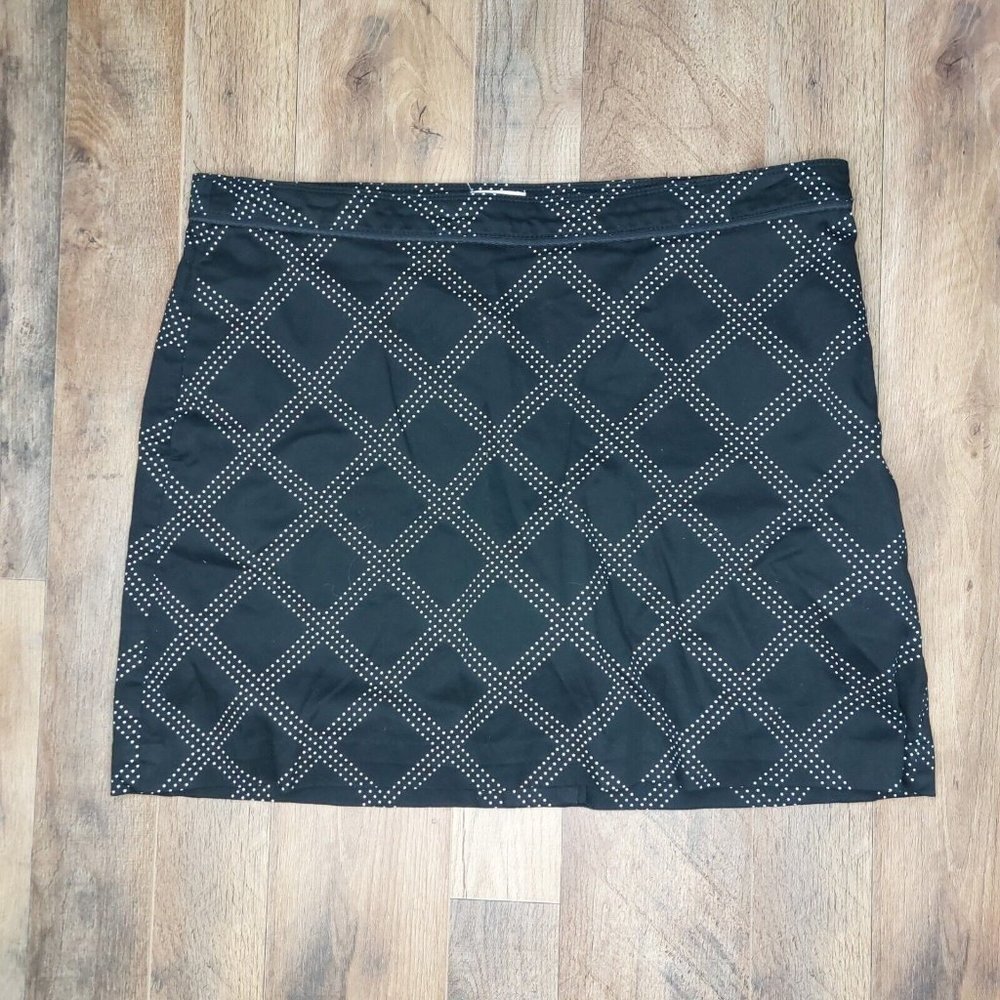IZOD Perform Golf Womens Skort Sz 14 Black White Diamond Dot Print Cotton Lycra